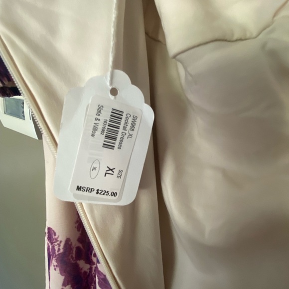 SLATE & WILLOW x ANTHROPOLOGIE Purple Swirl Mini Dress With Puff Sleeves Size XL - Picture 11 of 12